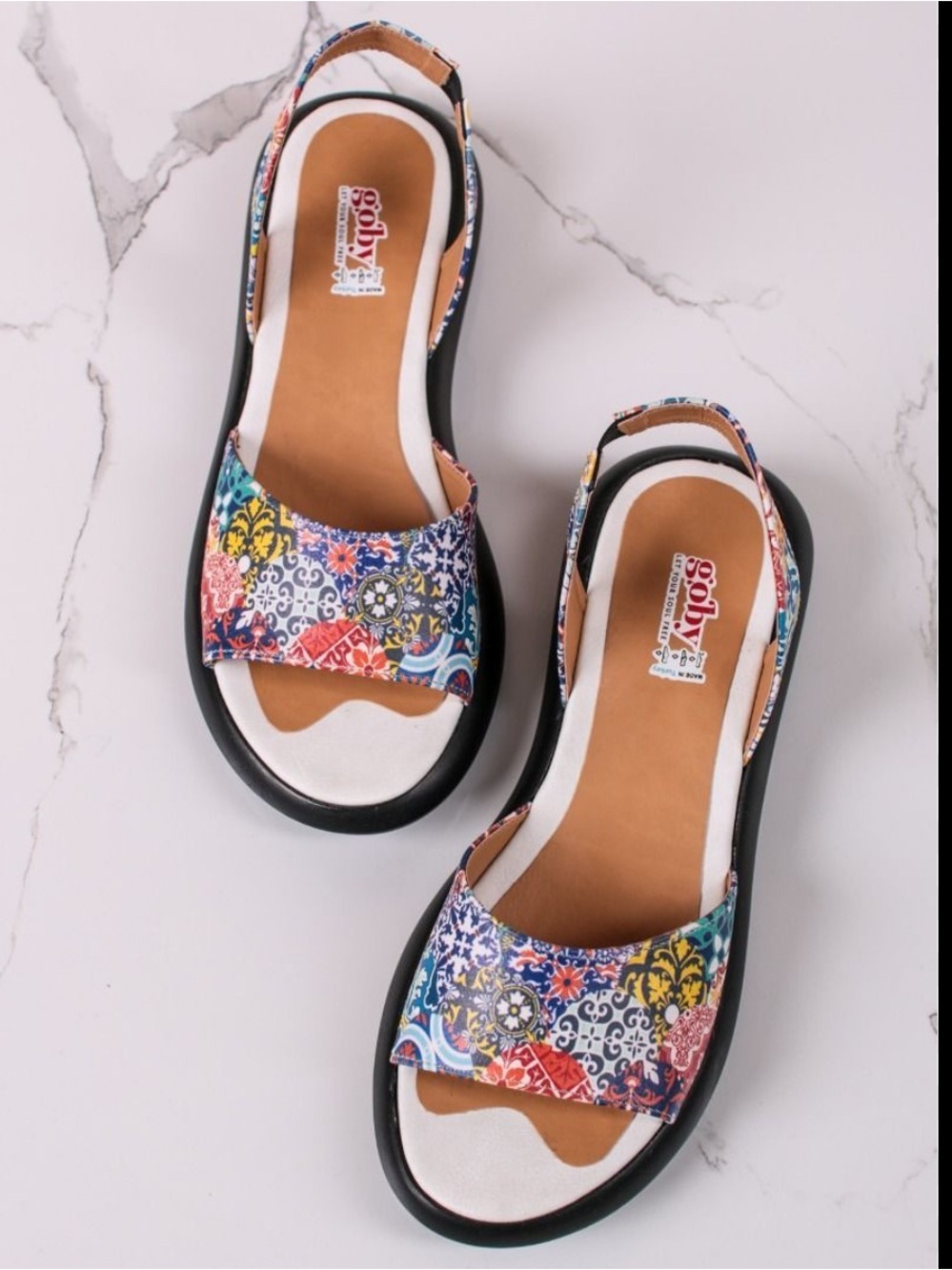GOBY Slingback Euro Chic Open Toe Platform Colourful Sandal